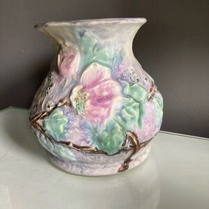 Weller Ware Silvertone Floral Production Pottery Vintage Vase